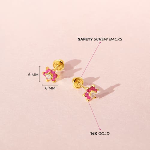 In Season Jewelry 14k Flower Cluster Earrings In Hot Pink