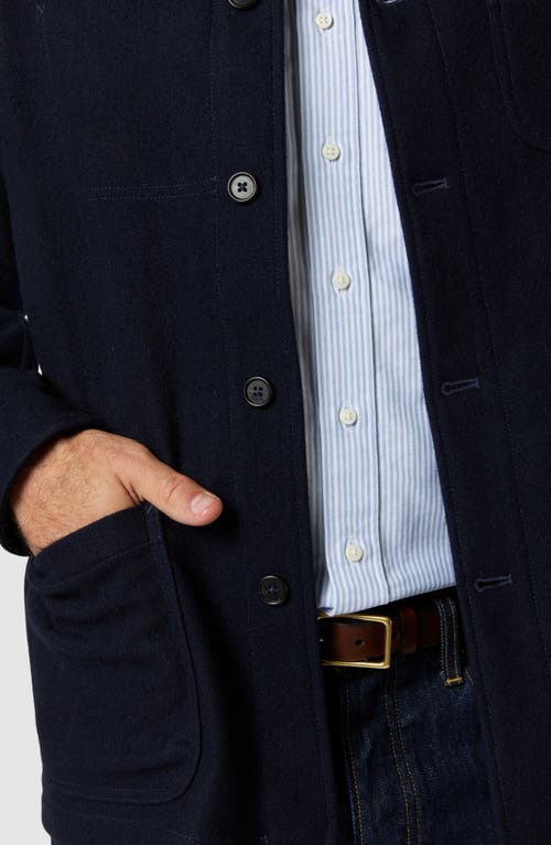 Shop Sid Mashburn Felted Wool Button-up Chore Jacket In Navy Wool Melton