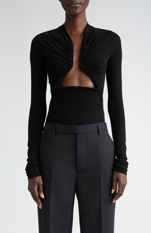 Rick Owens Prong Inset Stretch Jersey Top in Black at Nordstrom, Size 8 Us