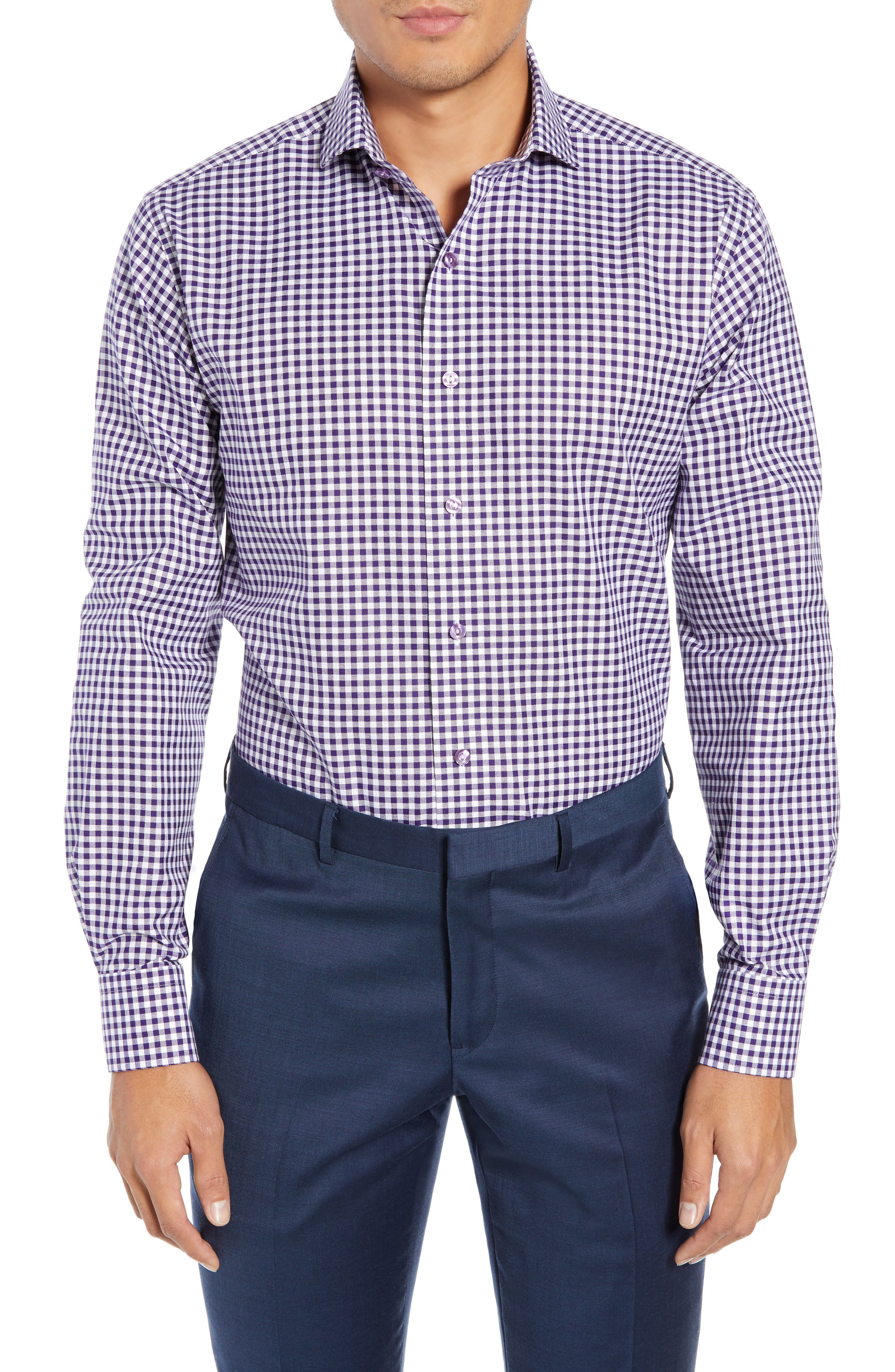 Lorenzo Uomo Trim Fit Check Dress Shirt Nordstrom