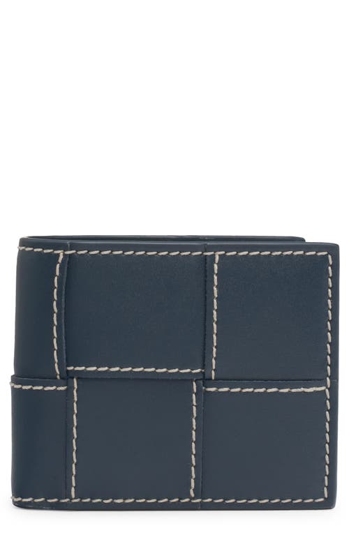 Bottega Veneta Cassette Intreccio Leather Bifold Wallet in Deep Blue 