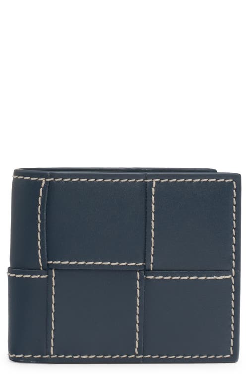 Shop Bottega Veneta Cassette Intreccio Leather Bifold Wallet In Deep Blue