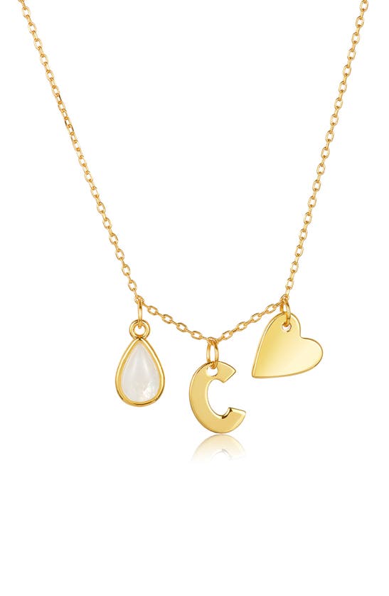 Adornia 14k Yellow Gold Vermeil Moonstone Initial Necklace In Gold-c