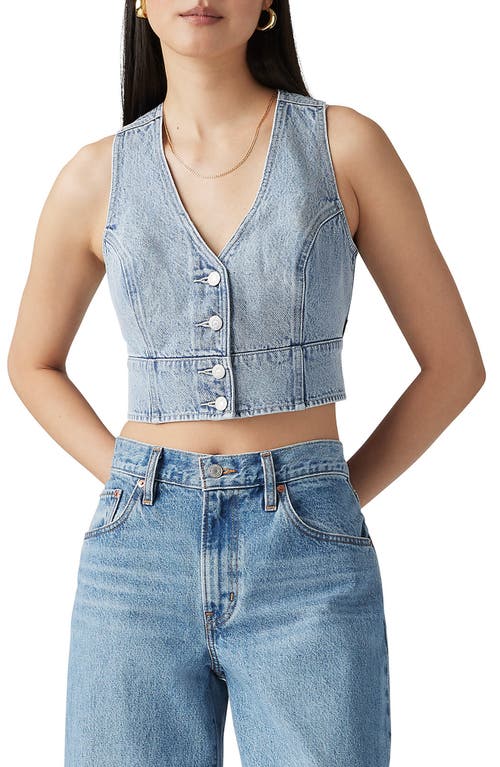 Shop Levi's Mona Denim Crop Vest In Kind Of Fun