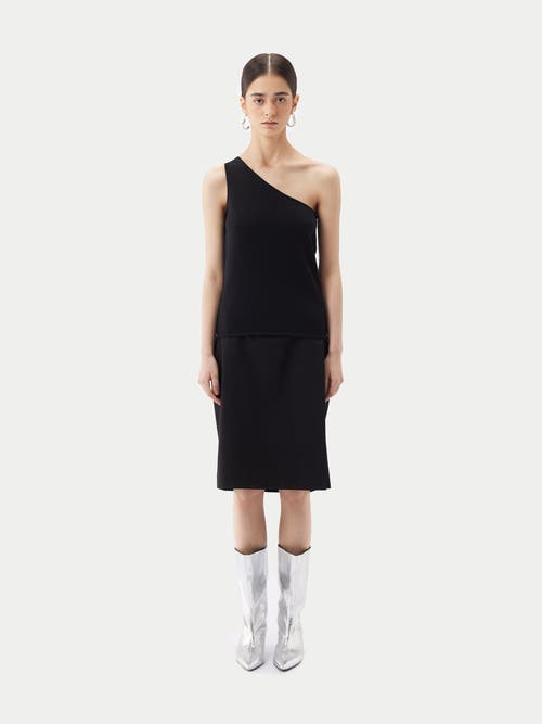 Gobi Mongolian Cashmere Cashmere Silk Sleeveless Asymmetric Top In Black