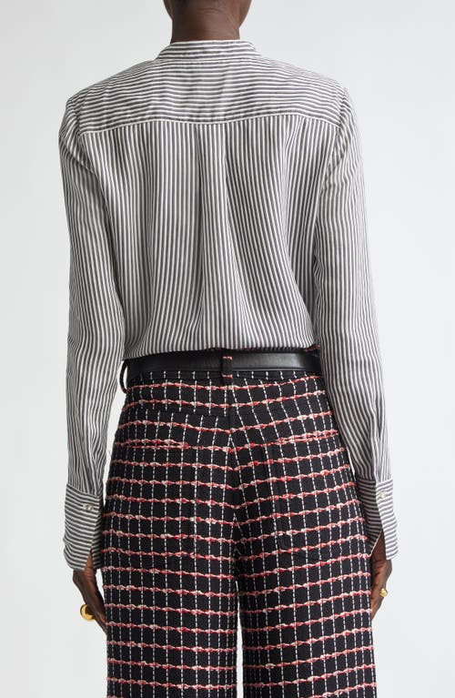 St John St. John Collection Stripe Button-up Shirt In Black/pearl Multi