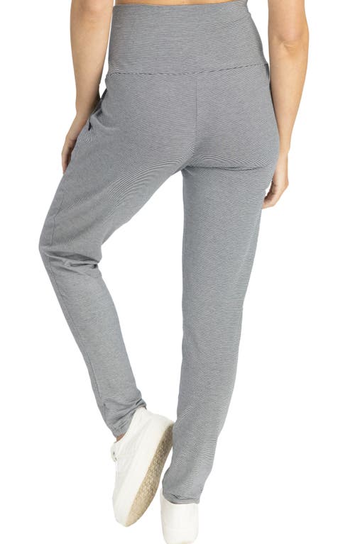 Angel Maternity Tapered Casual Maternity Pants In Fine Navy/white Stripes