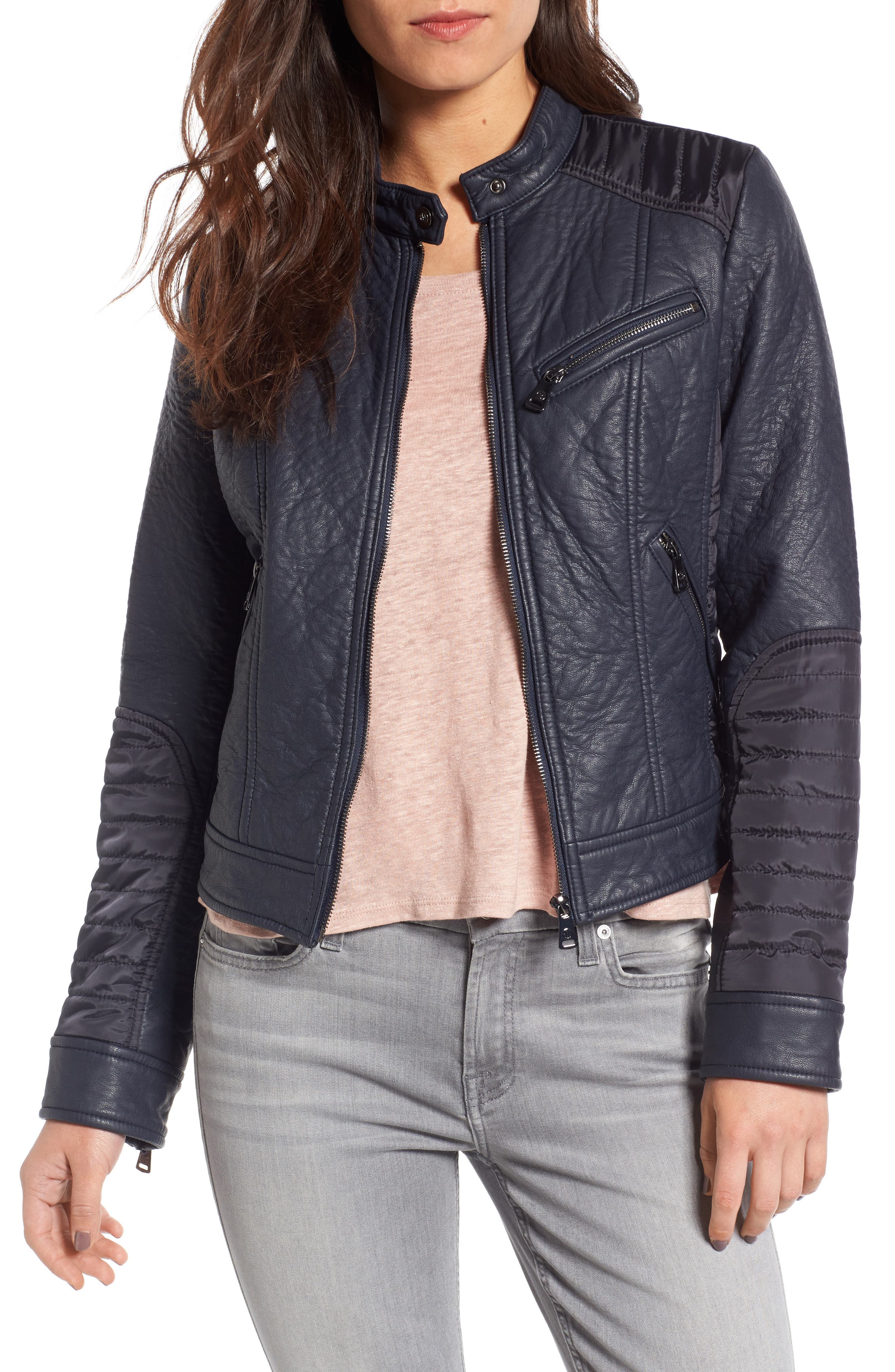 Bernardo Mixed Media Faux Leather Jacket Nordstrom
