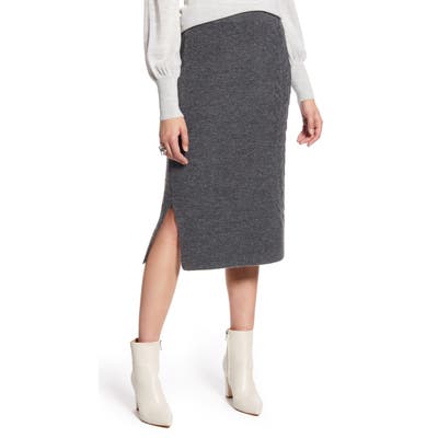 Halogen Cable Detail Sweater Skirt, Grey