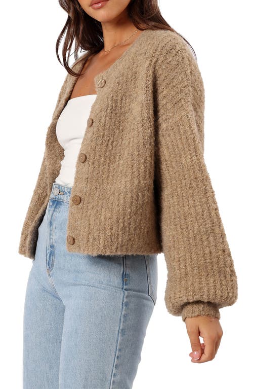 Petal And Pup Petal & Pup Albertine Bouclé Crop Cardigan In Brown
