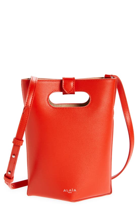 Shop Alaïa Small Folded Calfskin Leather Tote In Rouge Vif