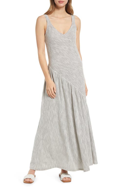 Caslon(R) Stripe Cotton Blend Maxi Dress in Black- White Stripe
