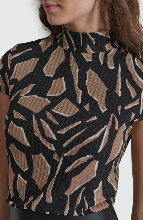 Shop Dkny Abstract Print Rib Top In Abstract Geometric Truffle