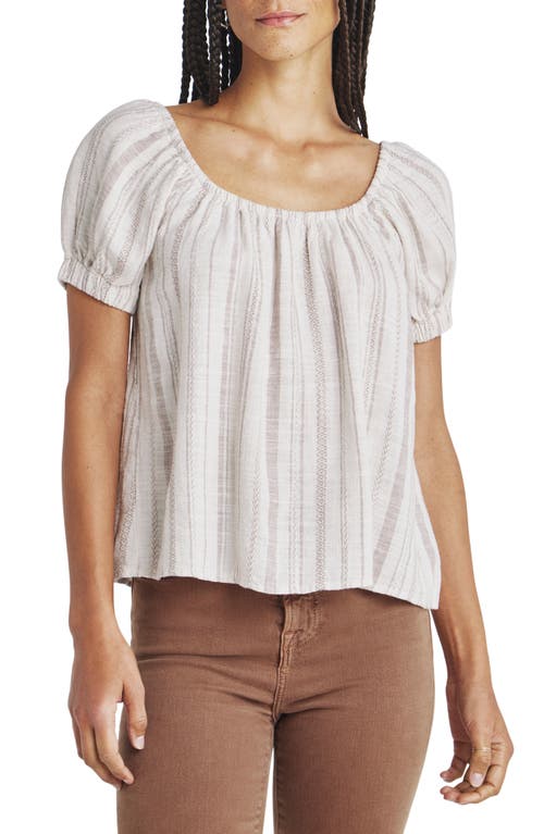 Splendid Farrah Stripe Puff Sleeve Top in Fawn Yarn Dye at Nordstrom, Size Small