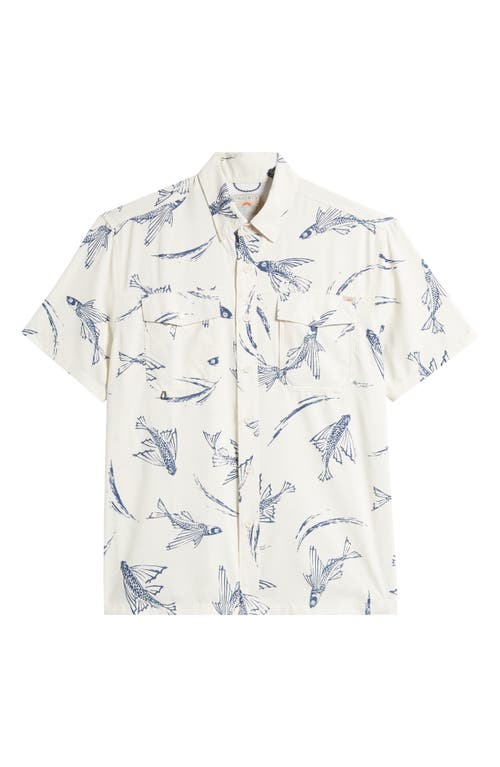 Cabana Floral Short Sleeve Terry Cloth Button-Up Shirt in Endless Peaks