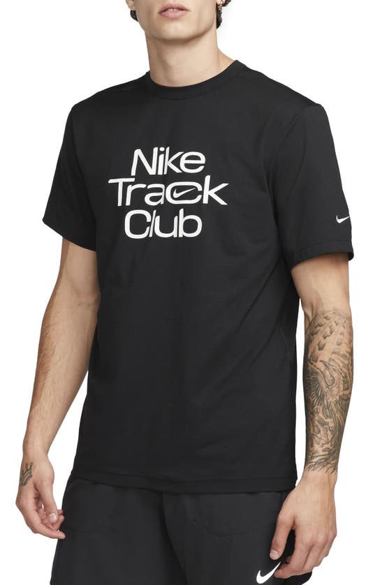 Nike Track Club Dri-fit T-shirt In Black/ Summit White