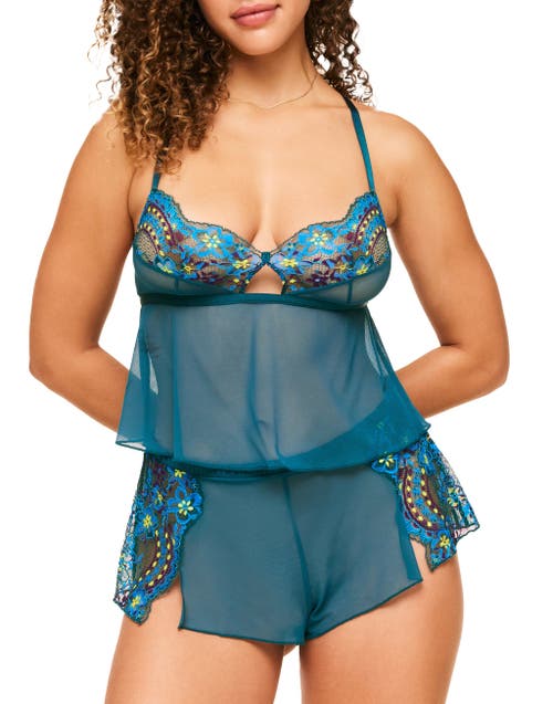 Adore Me Blake Camisole & Shorts Set Lingerie In Floral Blue