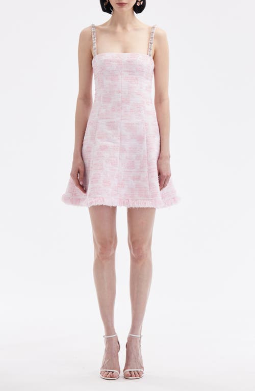 Oscar de la Renta Rhinestone Strap Tweed Minidress White/Pink at Nordstrom,