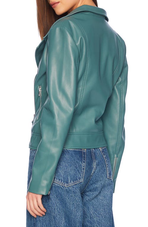 Shop Susana Monaco Faux Leather Moto Jacket In Rosemary