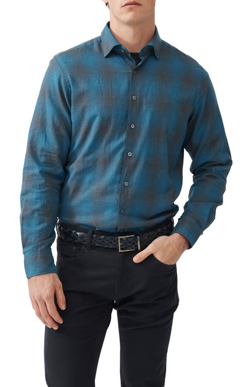 Rodd & Gunn Luxmore Plaid Cotton Button-Up Shirt in Dark Teal at Nordstrom, Size Medium