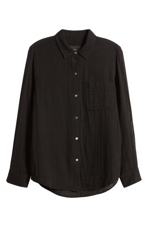 Shop Rails Ellis Cotton Gauze Button-up Shirt In Black