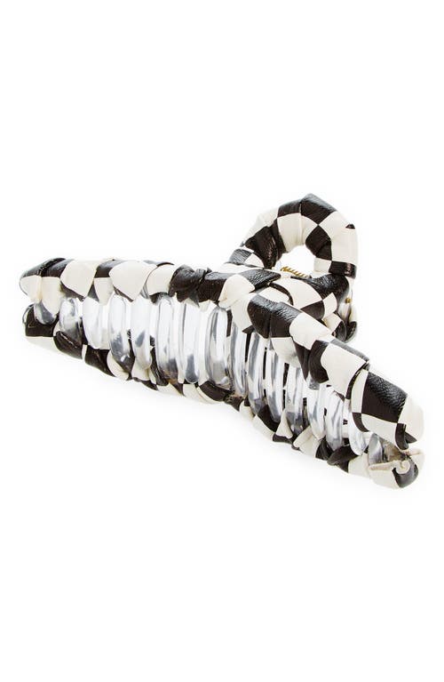 BP. Faux Leather Check Claw Clip in Black- White Multi at Nordstrom