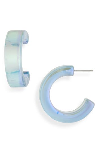 Cara Iridescent Hoop Earrings In Blue