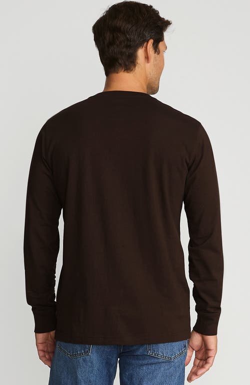 Shop Lands' End Super-t Long Sleeve Henley Shirt In Rich Coffee