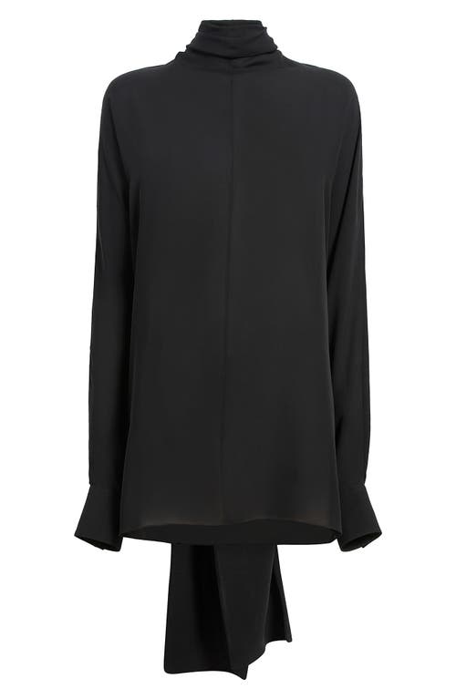 Shop Khaite Bex Ruched Tie Turtleneck Silk Top In Black