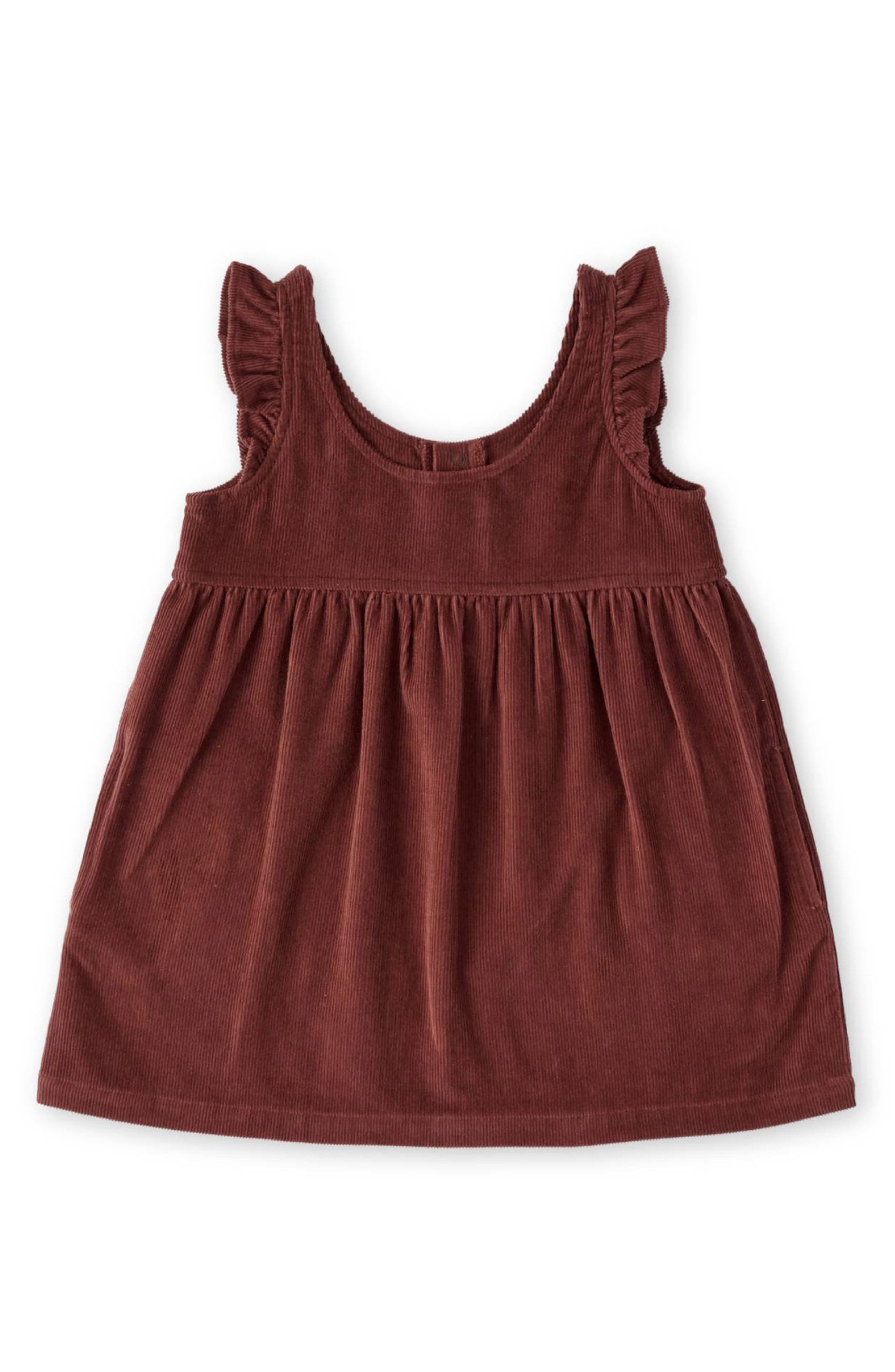 Pehr Organic Cotton Corduroy Pinafore Dress in Mulberry 