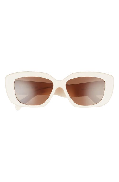 Celine Triomphe 55mm Rectangular Sunglasses In Ivory/brown