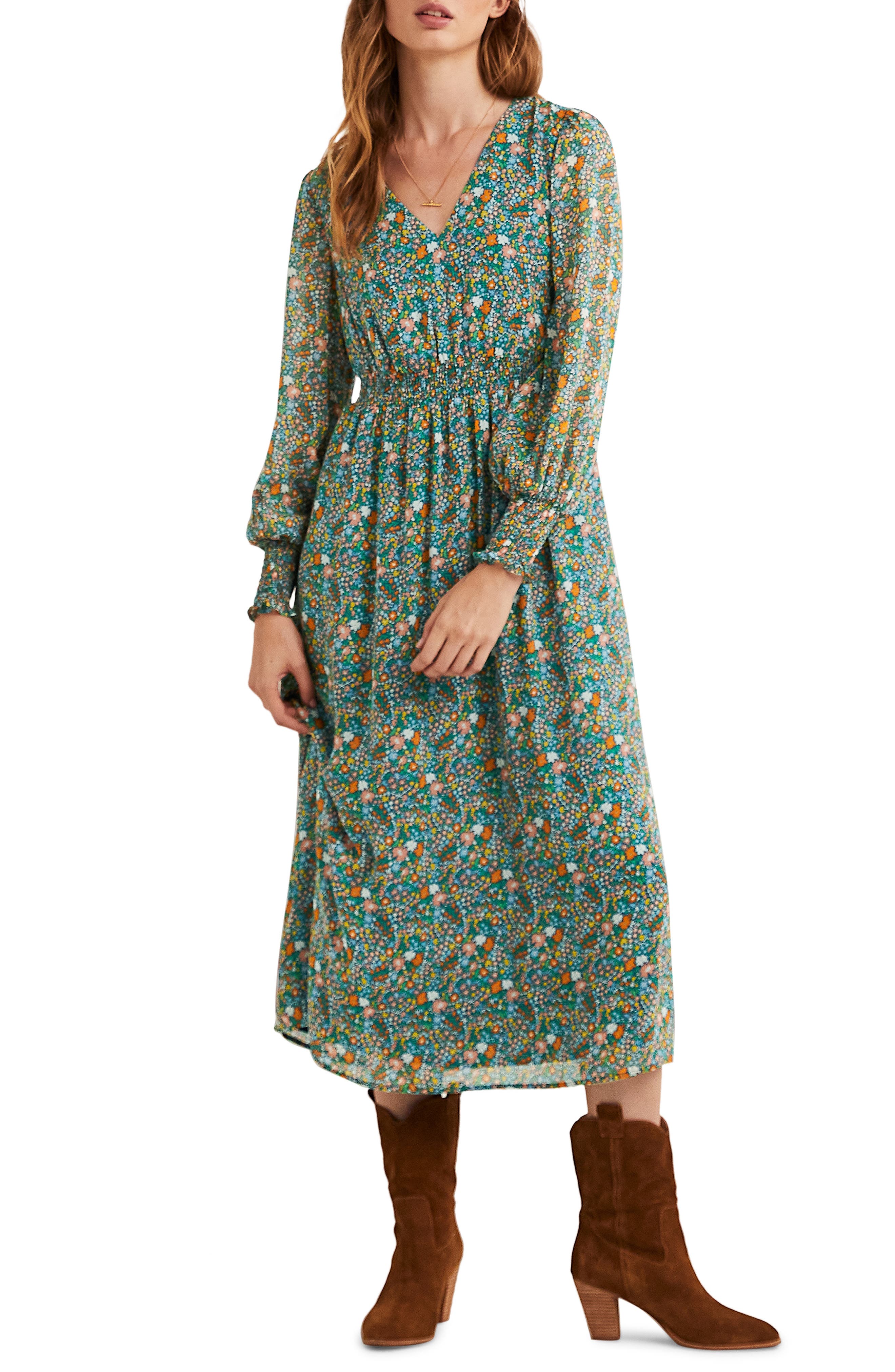 smocked long dress | Nordstrom