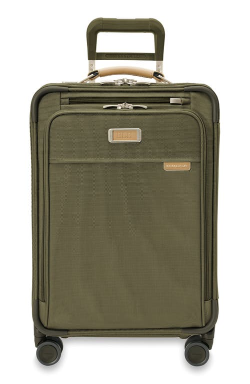 Briggs & Riley Baseline Essential 22-Inch Expandable Spinner Carry-On Bag in Olive