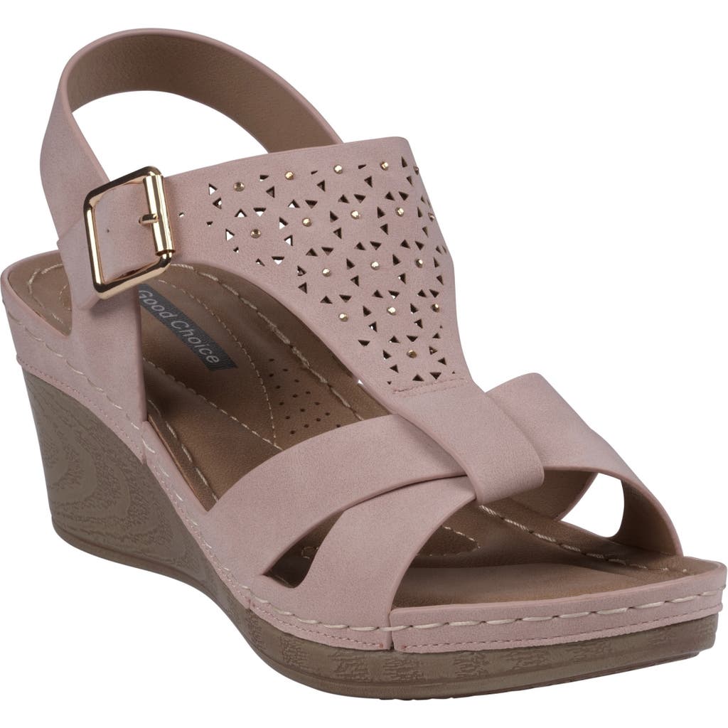 Good Choice New York Cole Ankle Strap Platform Wedge Sandal In Pink