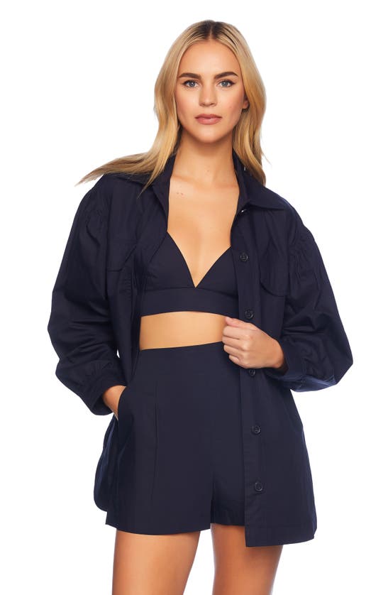 Shop Susana Monaco Poplin Crop Camisole In Midnight