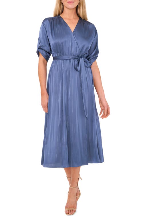 Shop Halogenr Halogen(r) Roll Cuff Faux Wrap Dress In Vintage Indigo Blue