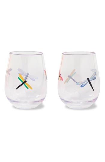Kate Spade New York Set Of 2 Acrylic Stemless Wine Glasses In Transparent
