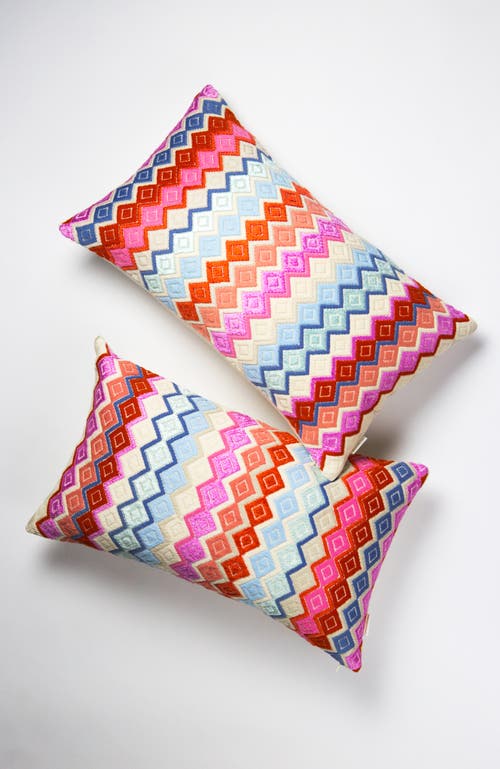 ARCHIVE NEW YORK ARCHIVE NEW YORK SAN PEDRO PINK DIAMOND HANDWOVEN COTTON AND SILK BROCADE THROW PILLOW 
