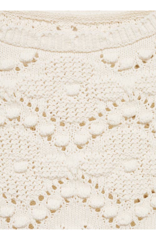Mango Mixed Open Stitch Sweater In Off White