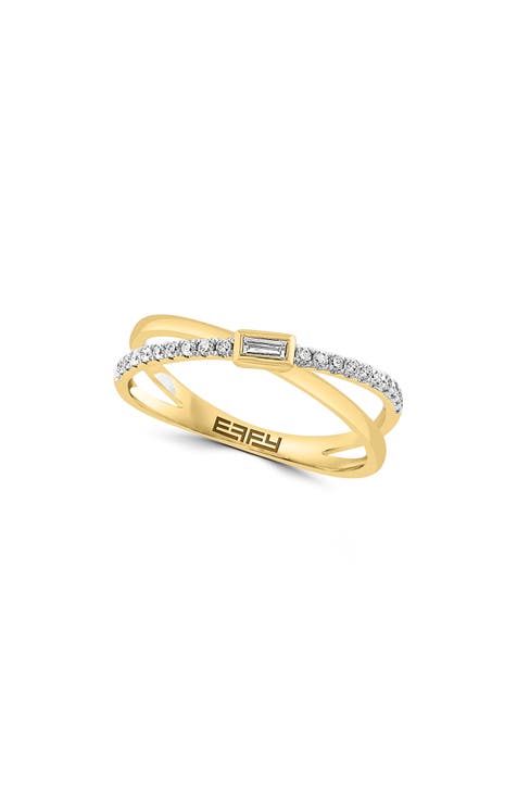 14K Yellow Gold & Diamond Crisscross Ring - 0.19 ctw