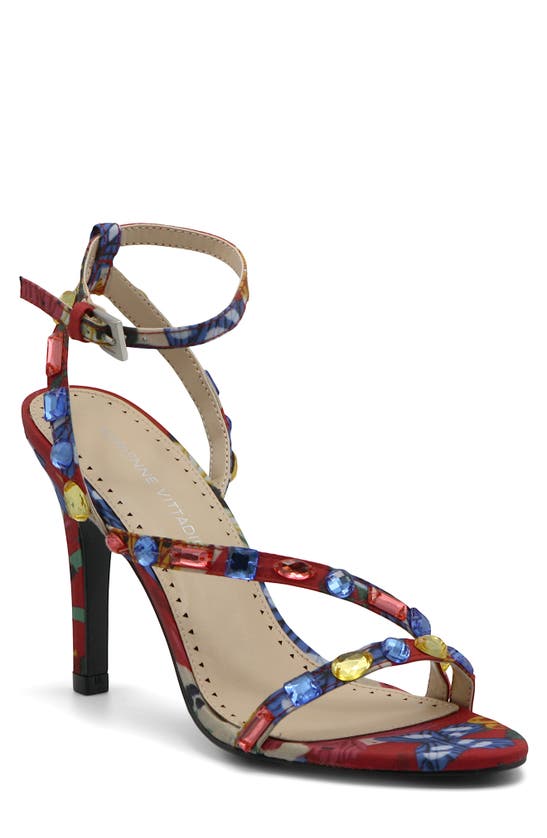 Adrienne Vittadini Glow Embellished Stiletto Sandal In Red