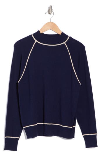 Gemma + Jane Tipped Dolman Sleeve Sweater In Navy