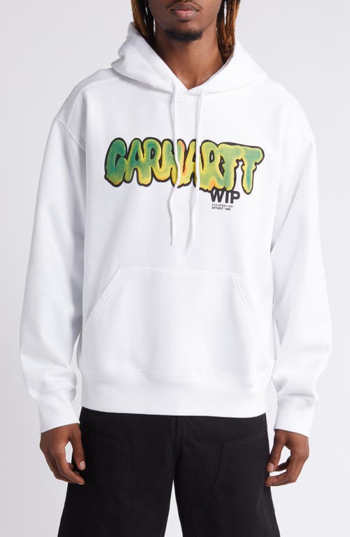 Carhartt Work Progress Drip Graphic Hoodie White at Nordstrom,