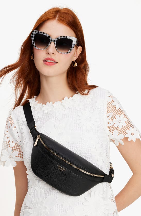 Shop Kate Spade New York Hudson Pebbled Leather Belt Bag In Black