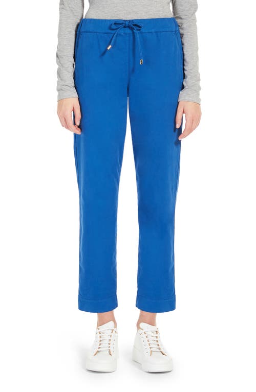 Terreno Drawstring Stretch Cotton Ankle Pants in Cornflower Blue