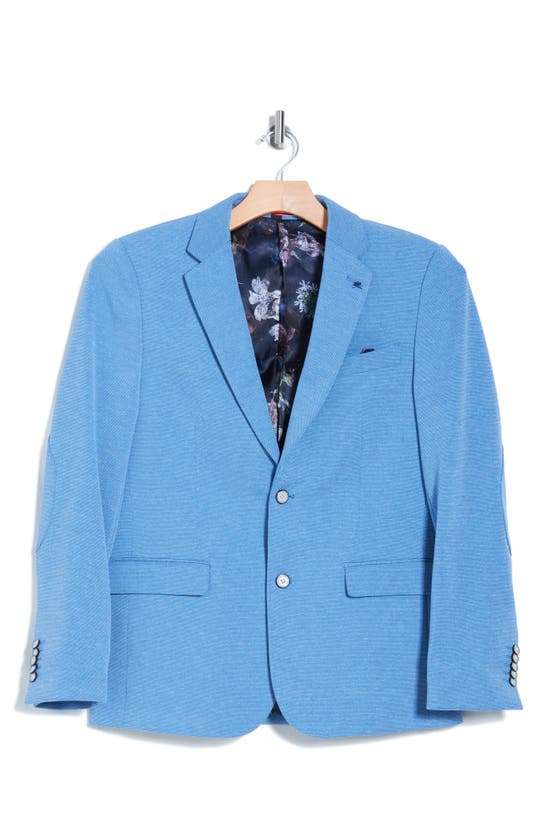 Shop Soul Of London Textured Notch Lapel Double Button Blazer In Light Blue