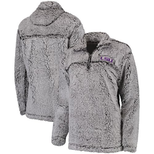 BOXERCRAFT Women's Gray LSU Tigers Sherpa Super Soft Quarter-Zip Pullover Jacket