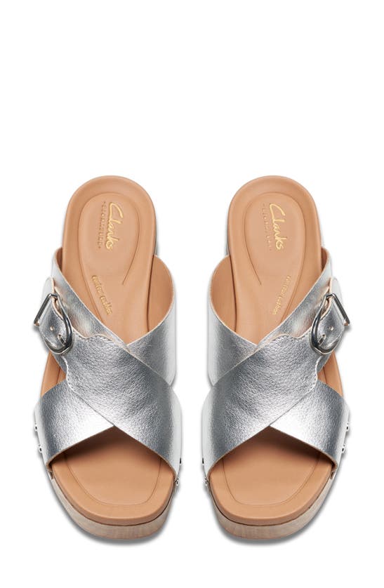 Shop Clarks Sivanne Walk Sandal In Silver Leather