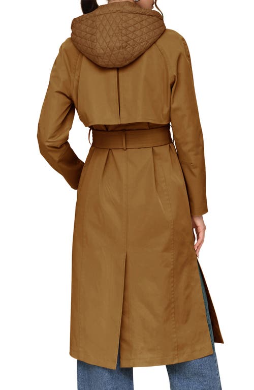 Shop Avec Les Filles Double Breasted Trench Coat With Hooded Quilted Dickey In Coco