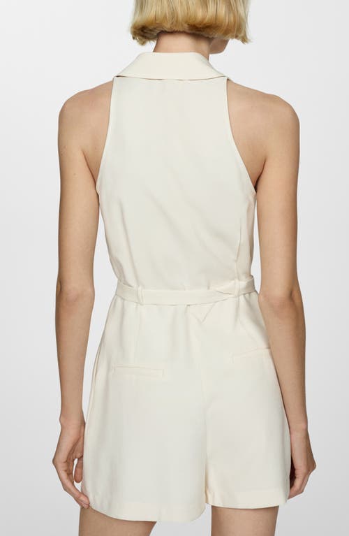 Mango Belted Romper In Off White